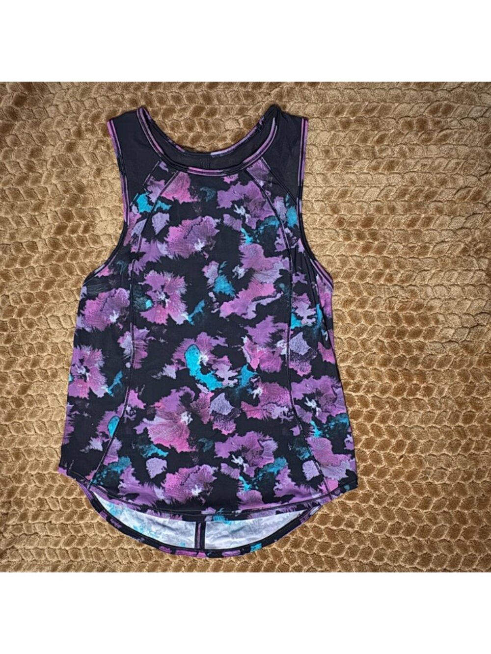 Lululemon Sculpt Tank Top UPF 50+ Running Mesh Bloom Black Fuschia Size 4 - Picture 2 of 10